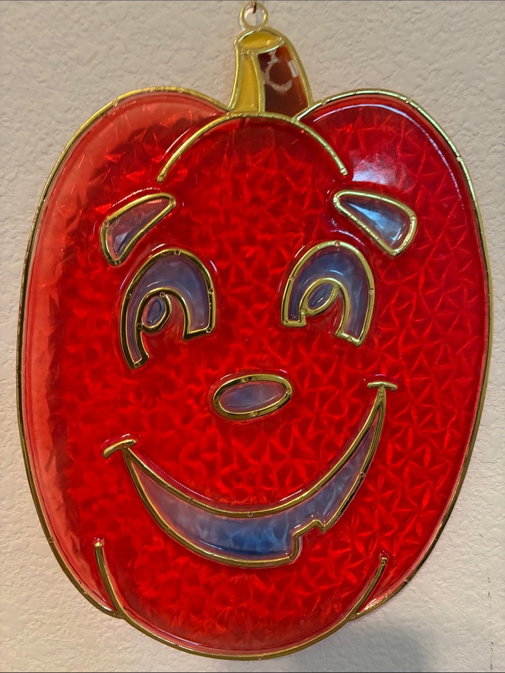 Vintage 1960s Wall Art Hand Painted Gold Tone Finish Pumpkin